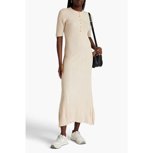 Loulou Studio Erdan Ribbed Wool And Cashmere-Blend Maxi Dress Beige - S - Picture 1 of 4
